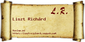 Liszt Richárd névjegykártya